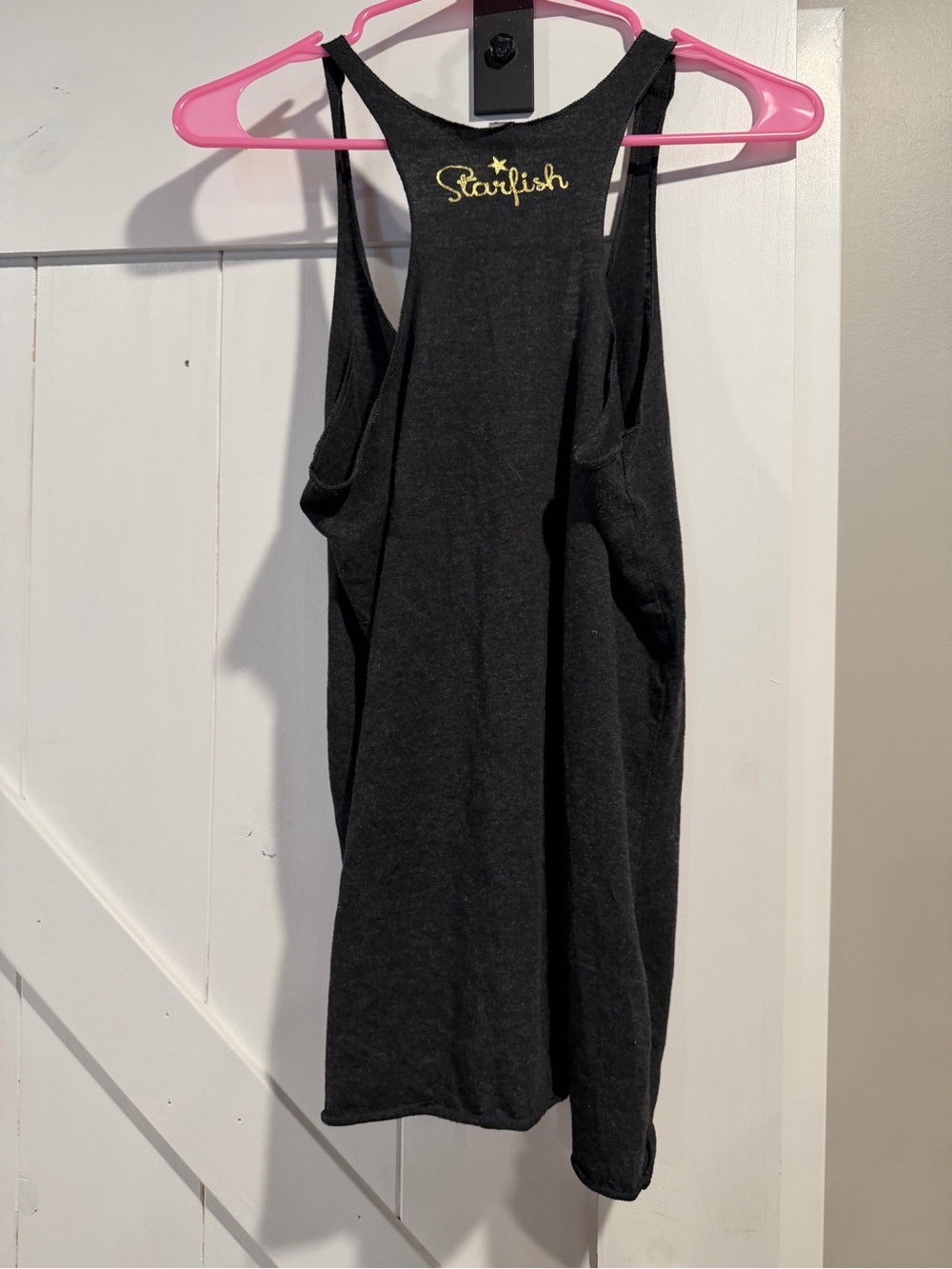 Black Racerback Tank Top with Gold Script - Knot Front - Picture 4 of 5